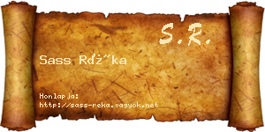 Sass Réka névjegykártya